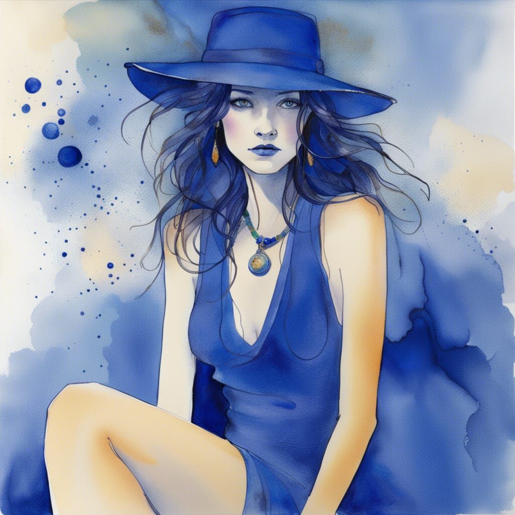 Australian Woman in Lapis Lazuli, David Mack Style