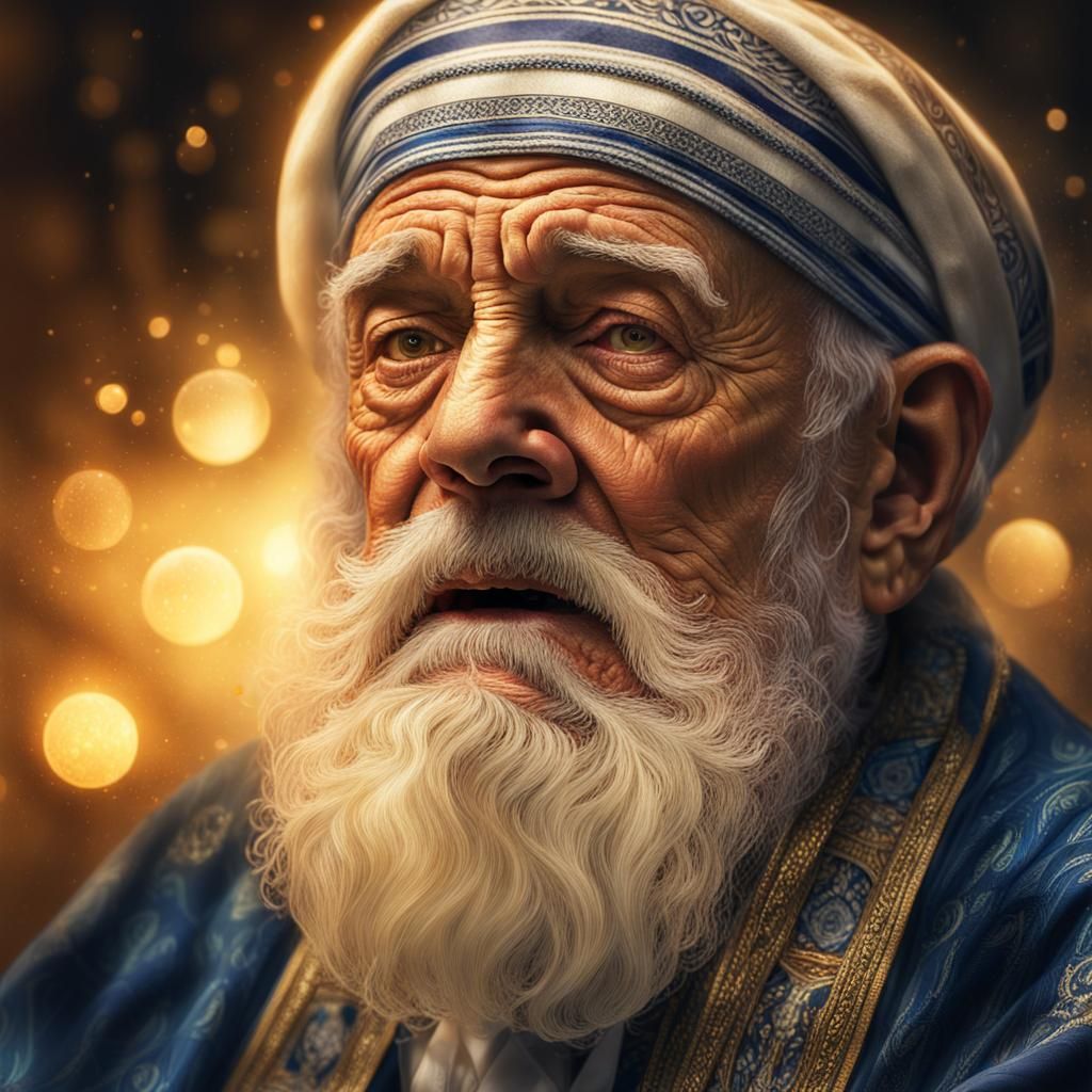 Emotional Portrait of Elderly Man in Digital Art Style