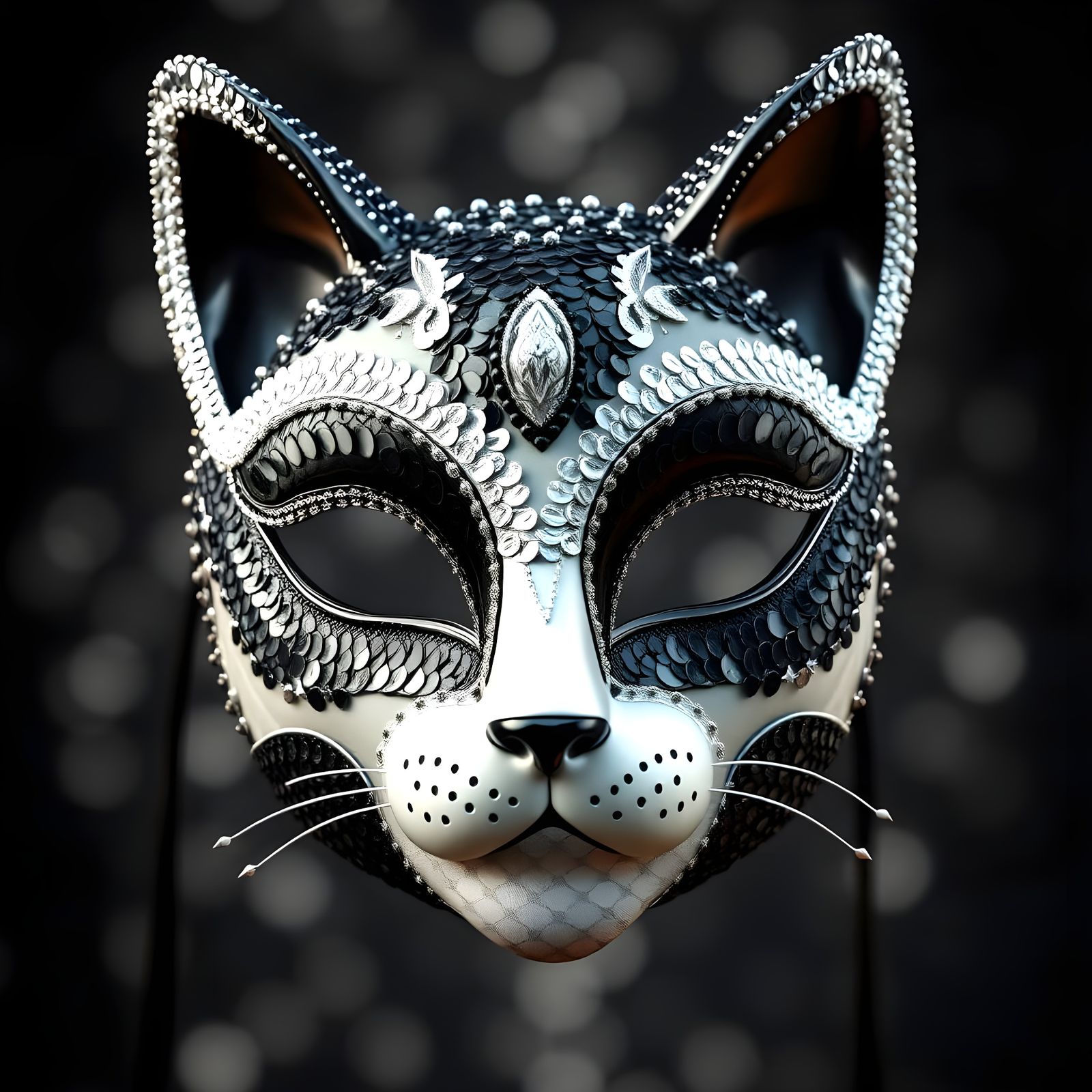 Sequin cat masquerade mask