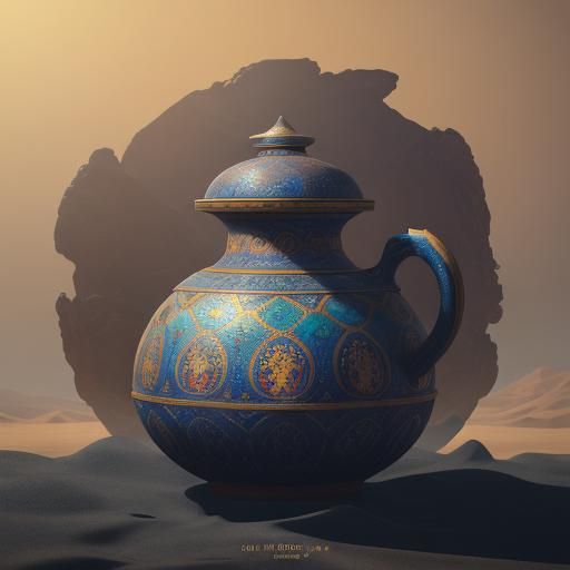Amphora in Desert: Four Seasons Digital Painting