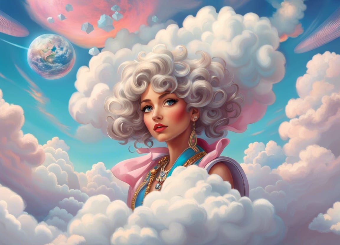 Fluffy White Clouds in Sky Fantasy Cloudcore