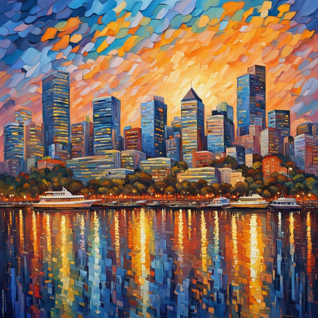 Sydney Cityscape in Neo-Impressionist Style
