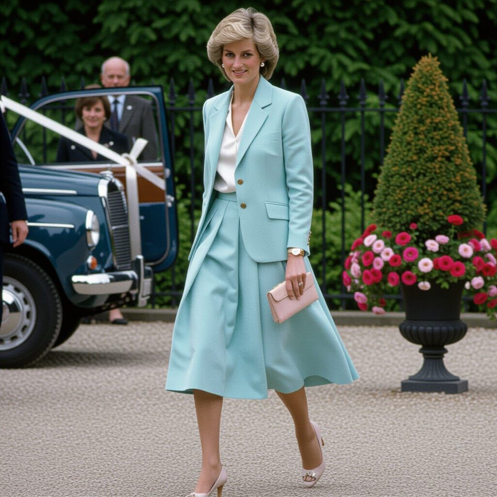 Princess Diana Portrait in Pastel Suit
