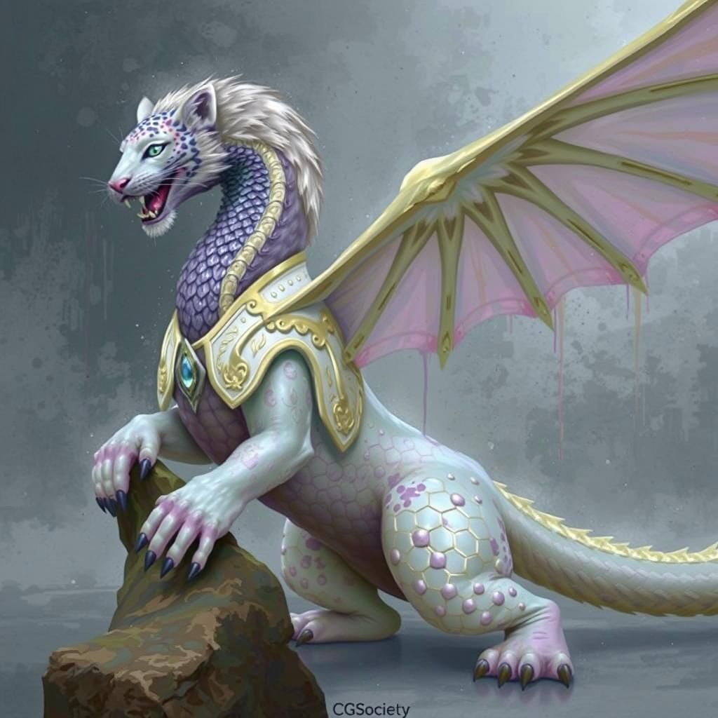 Hybrid Dragon Leopard Griffin in Graffiti Art Style