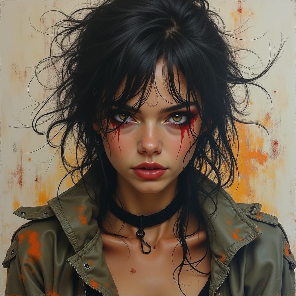 Fierce Young Woman Emerges from Artist's Canvas