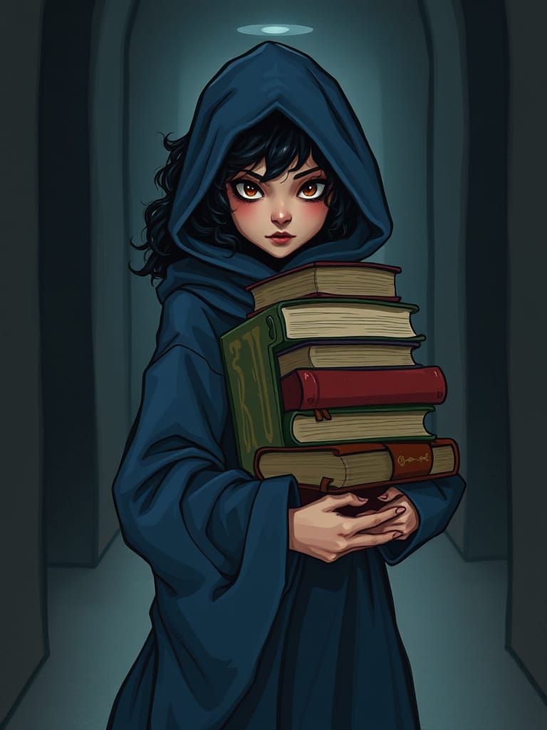 Overburdened with Books: A Delicate Figure's Burden