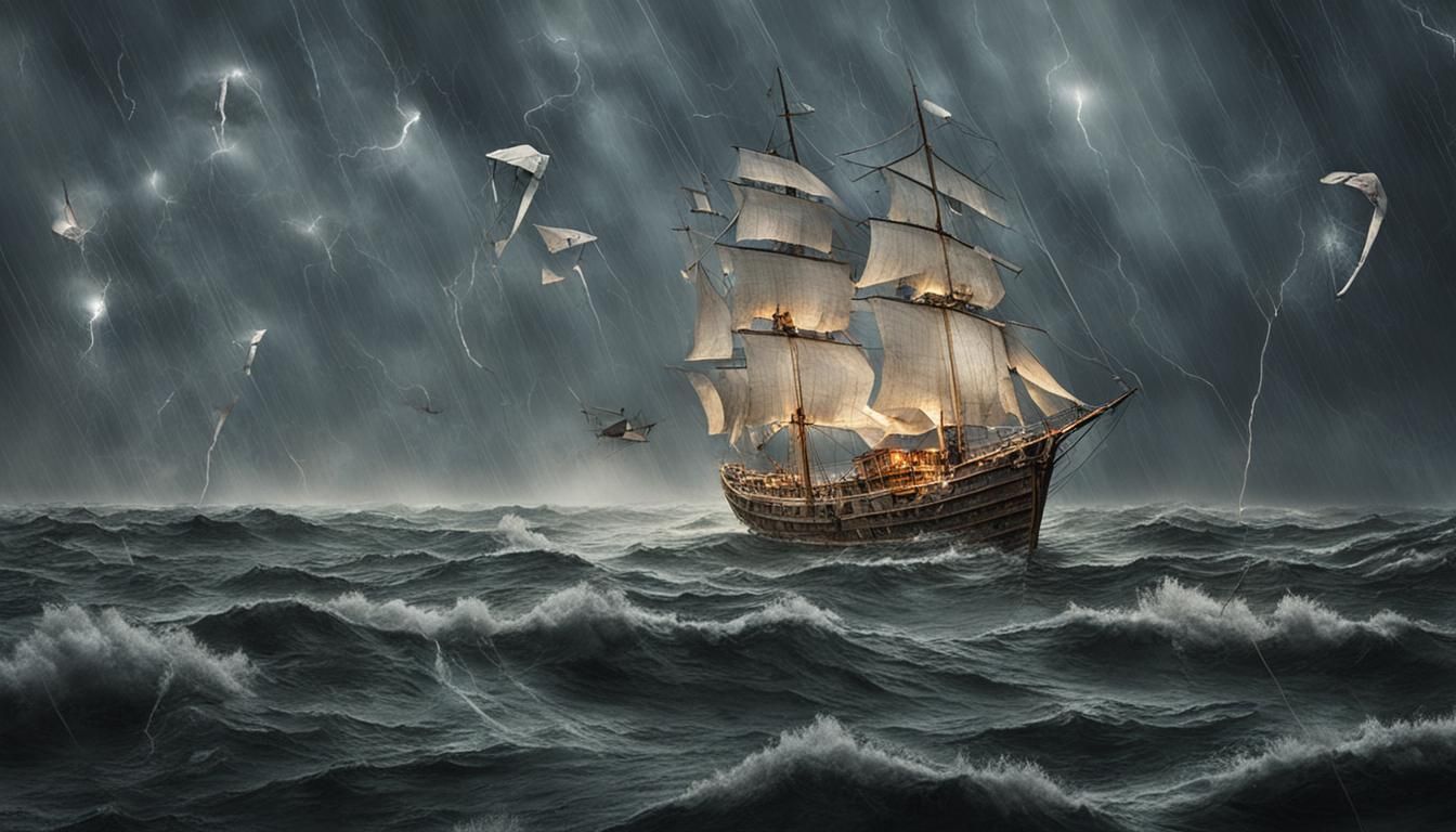 Paper Ship Kites Soar in Intense Thunderstorm