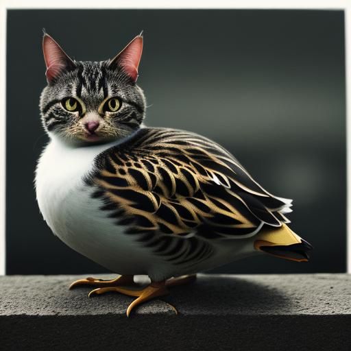 Hyperrealistic Duck Cat Hybrid in Sharp Focus