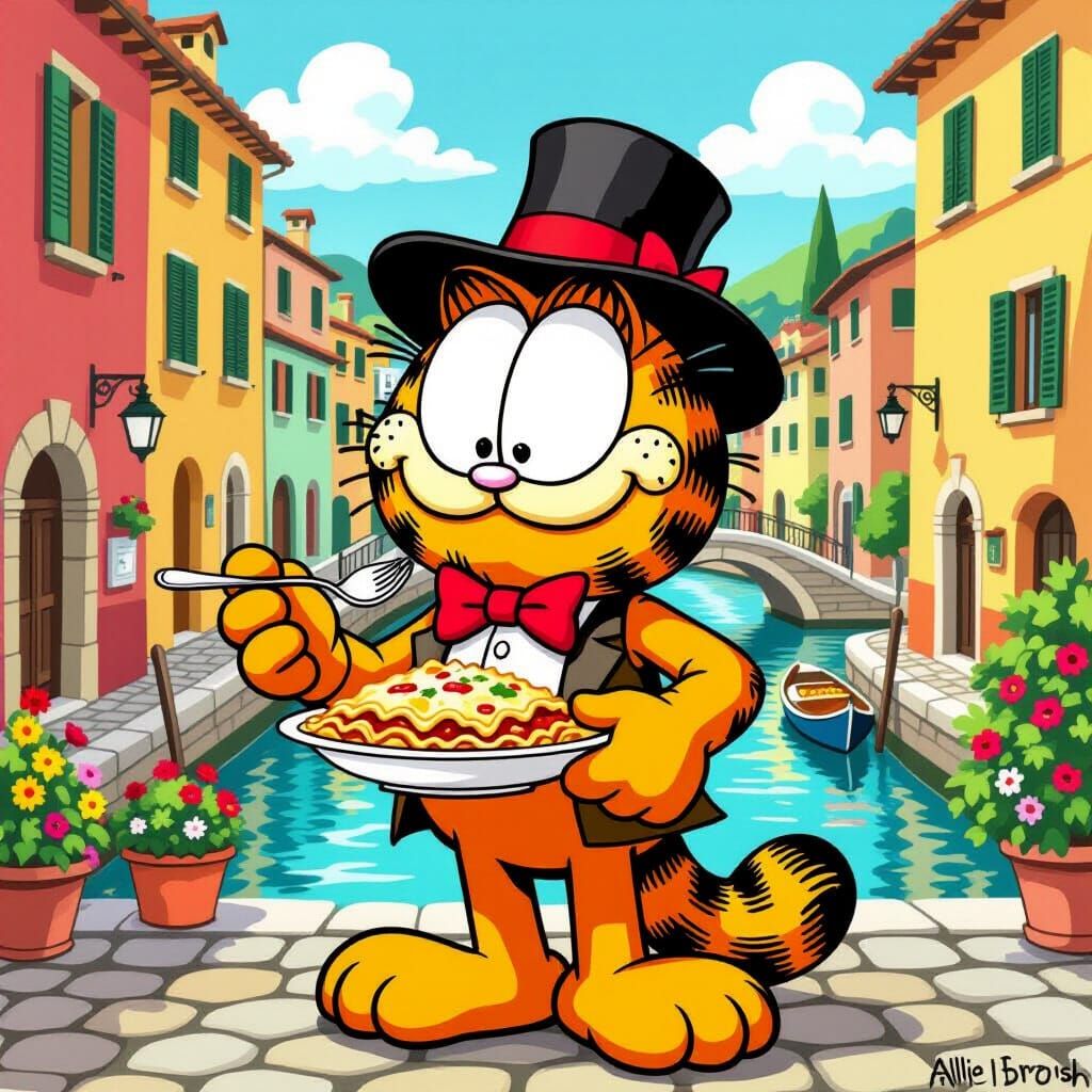 Garfield as Stanley Tucci Reviews Lasagne in Italy