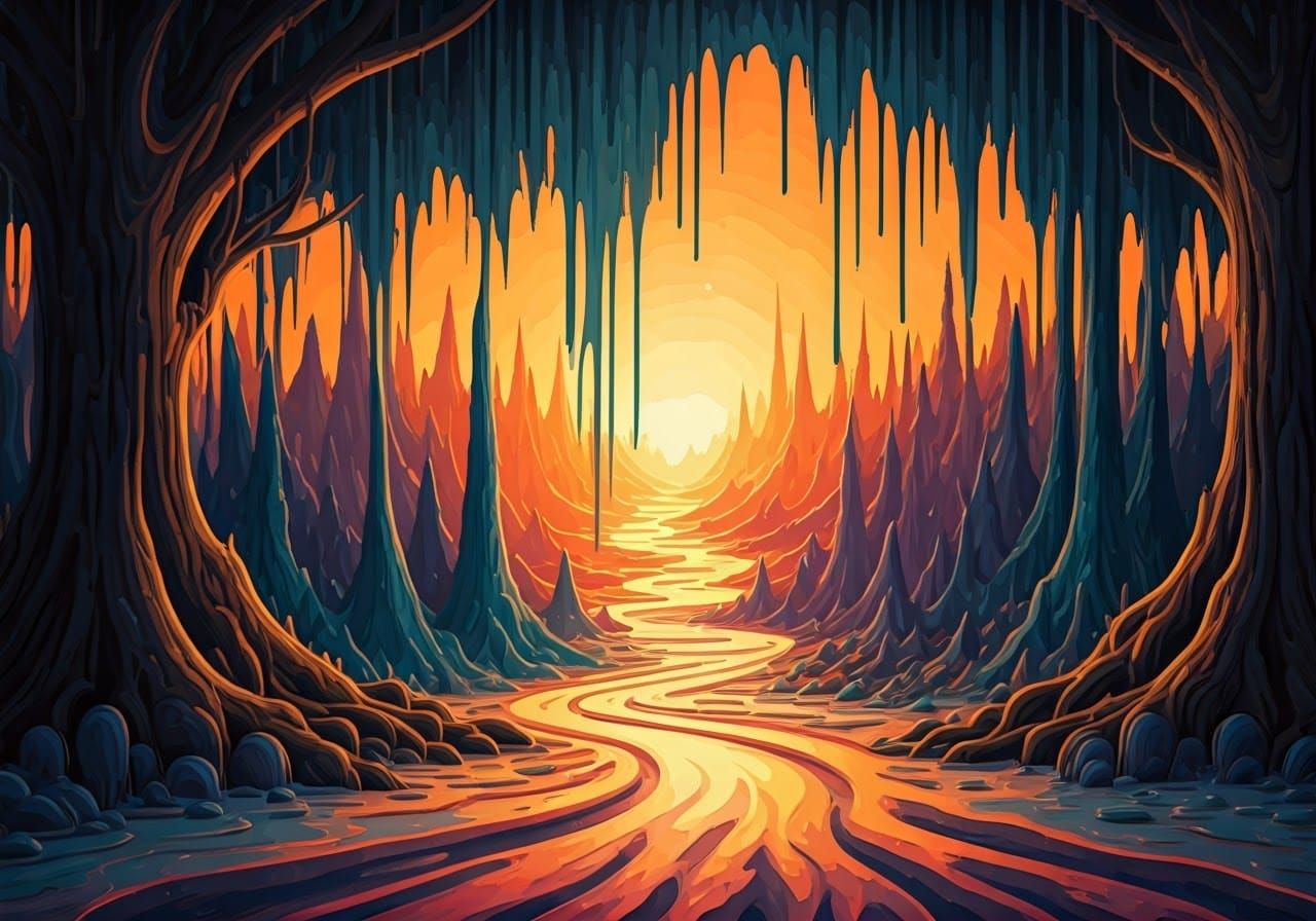 Surreal Landscape in Vibrant, Dreamlike Colors