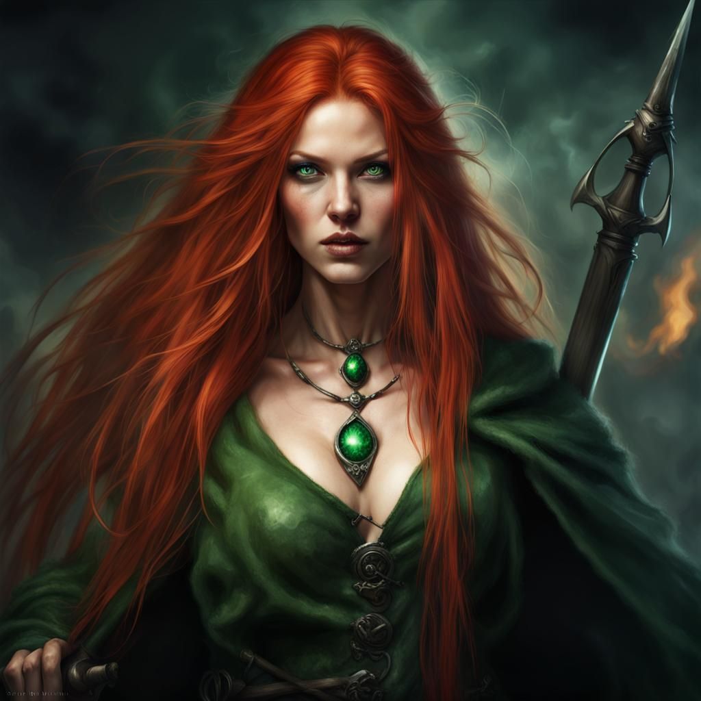 Fantasy Sorceress Casting Spell in Battle