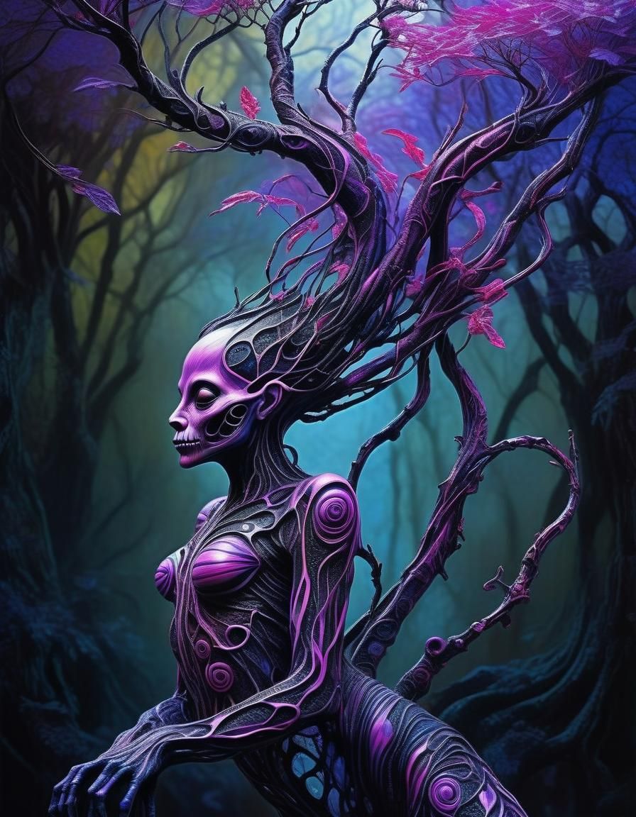 Surreal Anthropomorphic Tree Creature by HR Giger