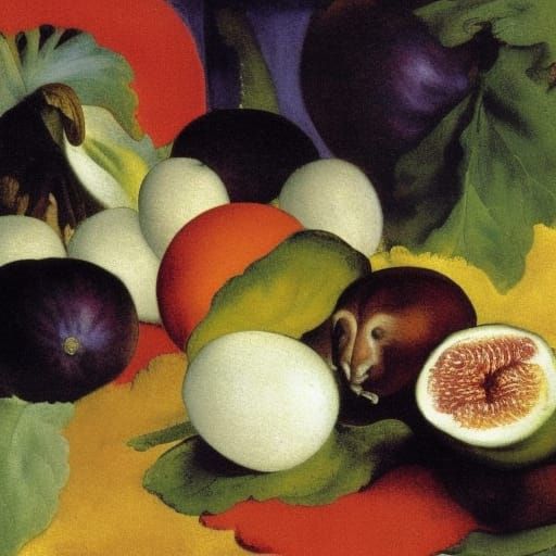 Fig and Date Still Life with Cherubs