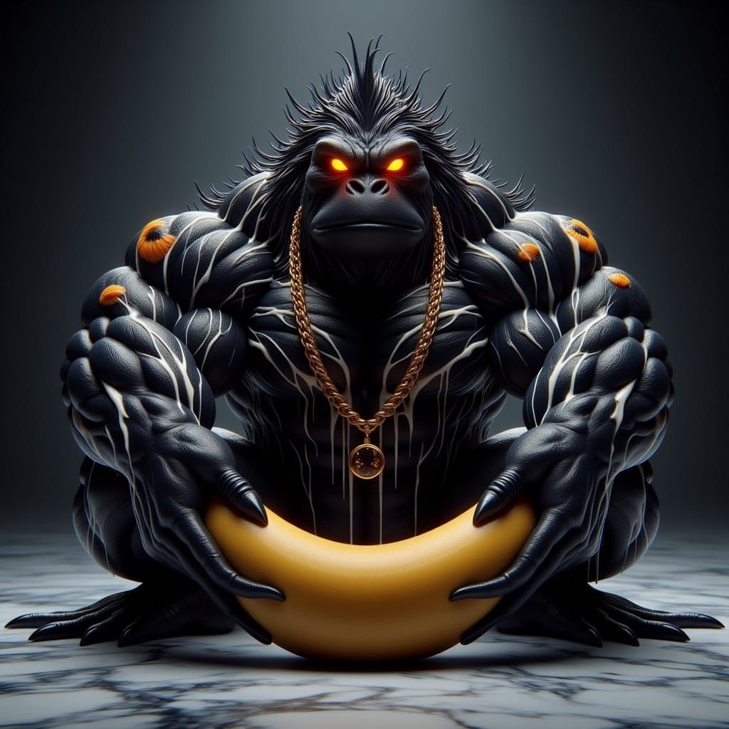 Fabric Gorilla in Heels with Cosmic Background