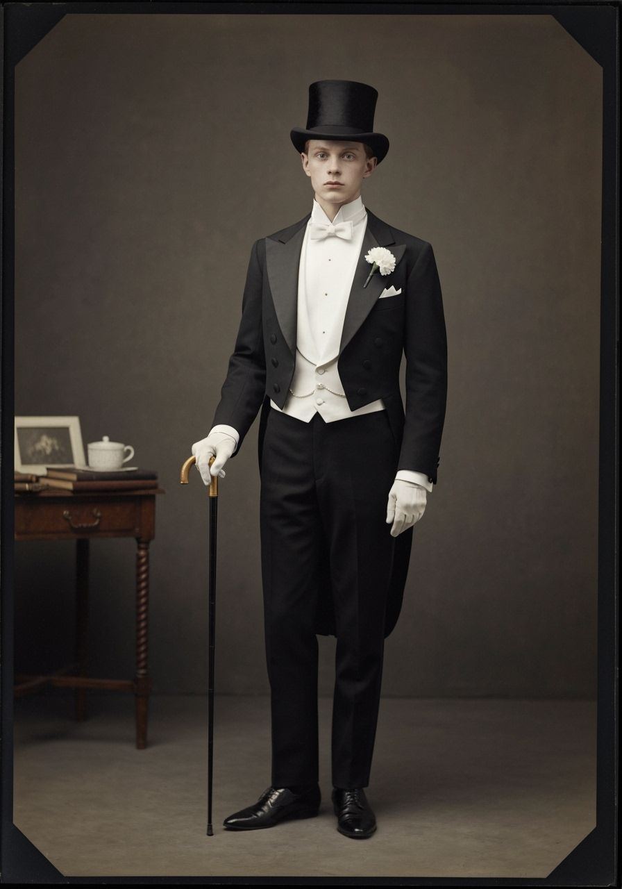 Vintage Gentleman in Formal Attire Studio Portrait