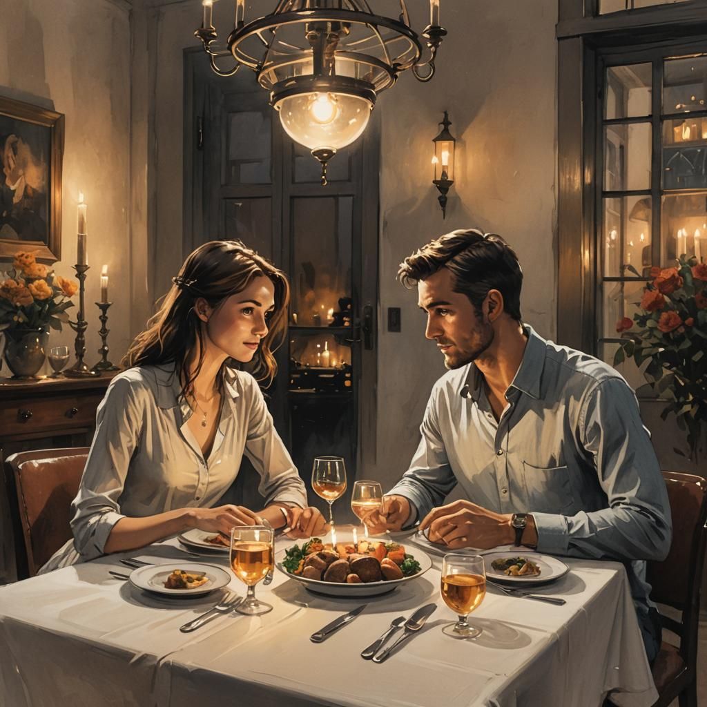 Romantic Dinner: Concept Art with Candlelight