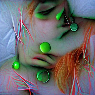 Abstract Dreamscape with Green Neon Highlights
