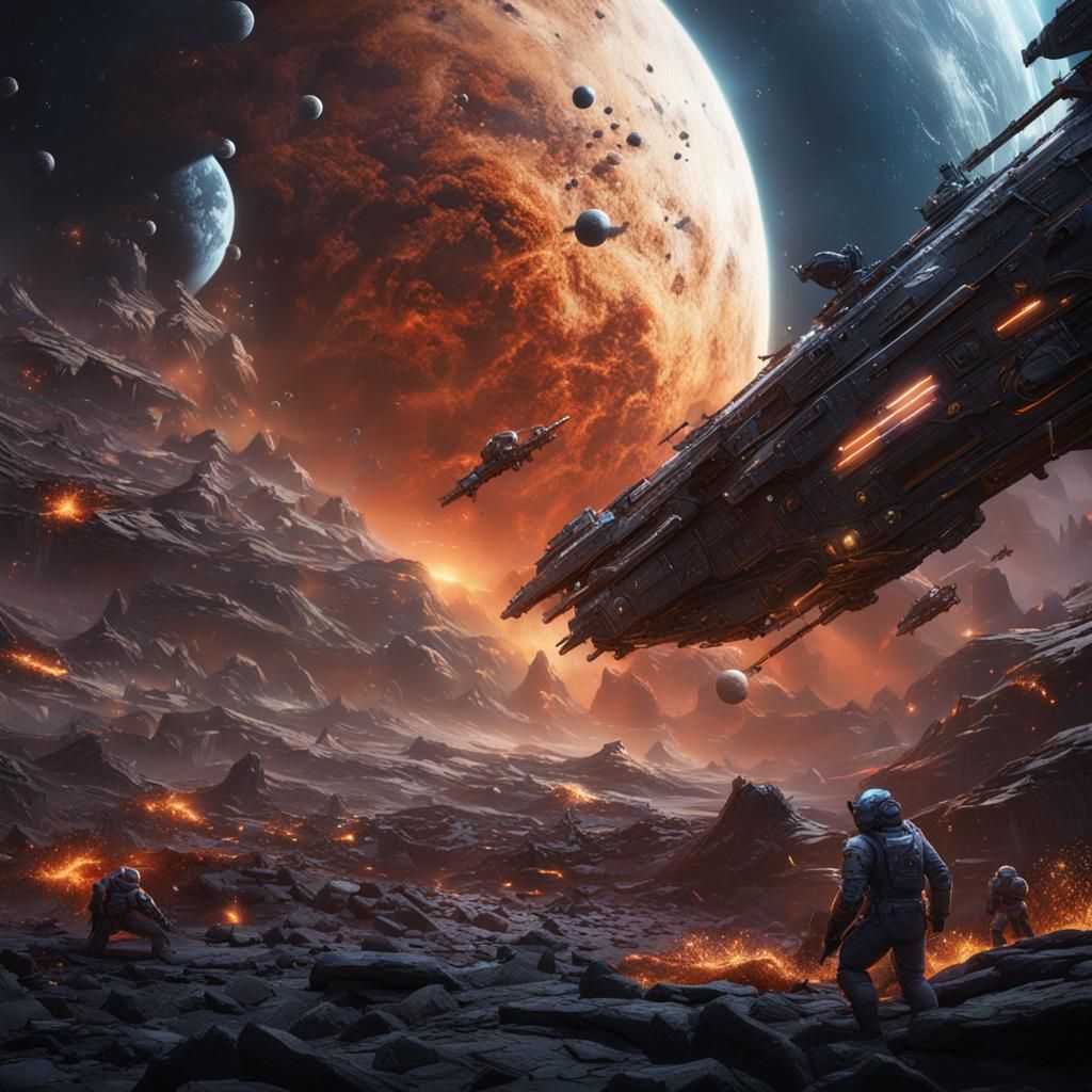 Epic Space Fight Concept Art in 8K