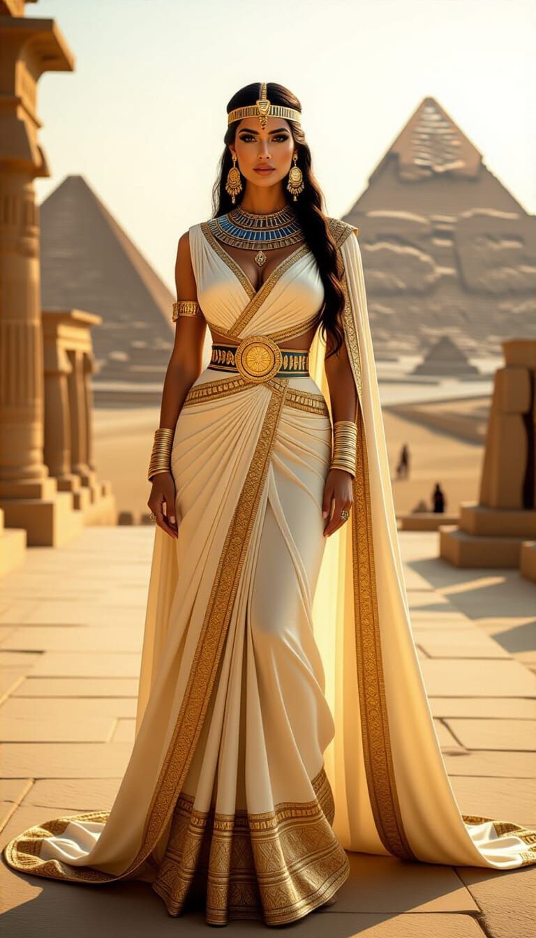 Egyptian Goddess in Opulent High Fashion