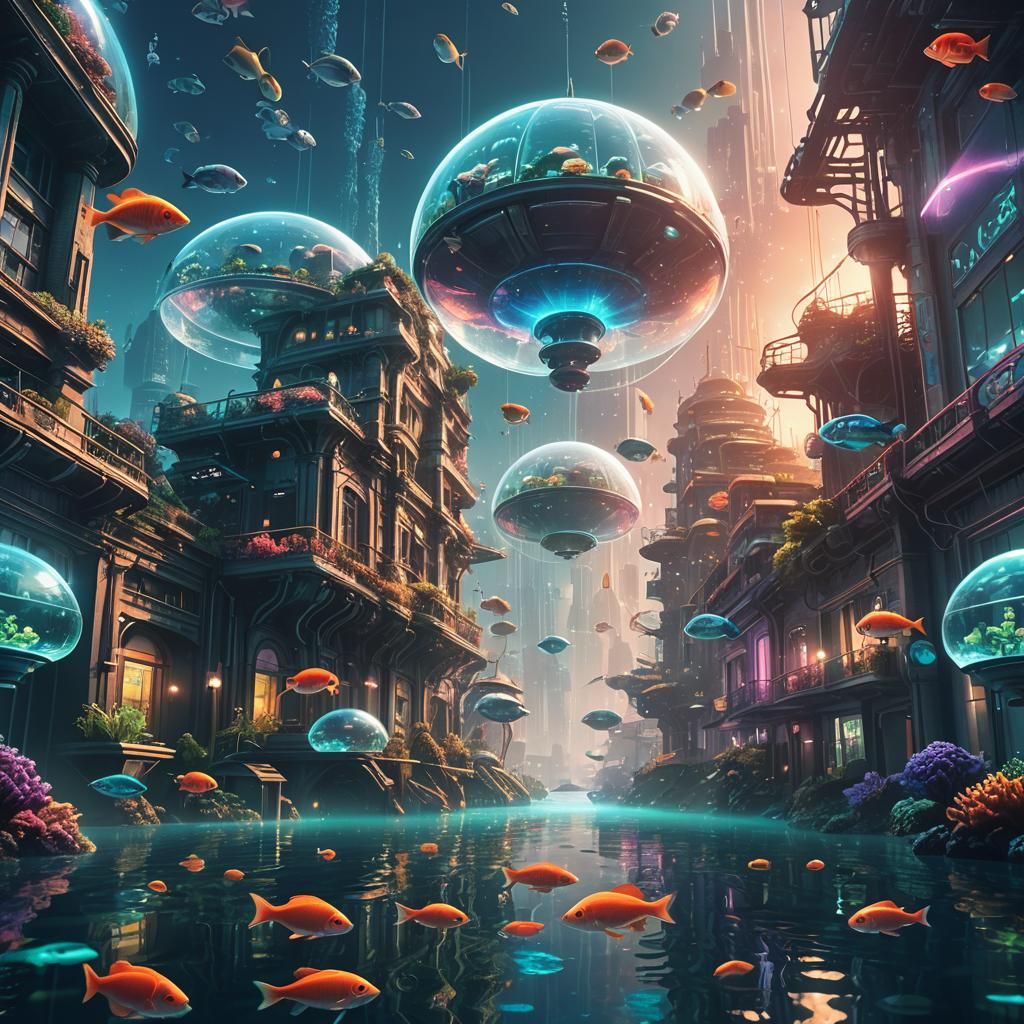 Futuristic Underwater City with Coral Reefs
