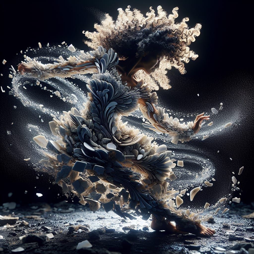 Tongan Dancer in Twirl of Marble and Porcelain