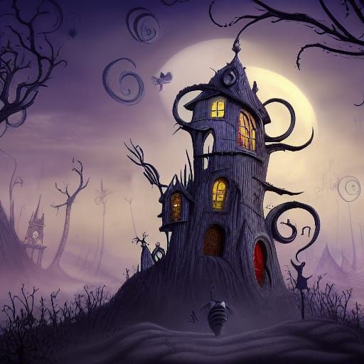 Nightmare Before Christmas Matte Painting in 8k