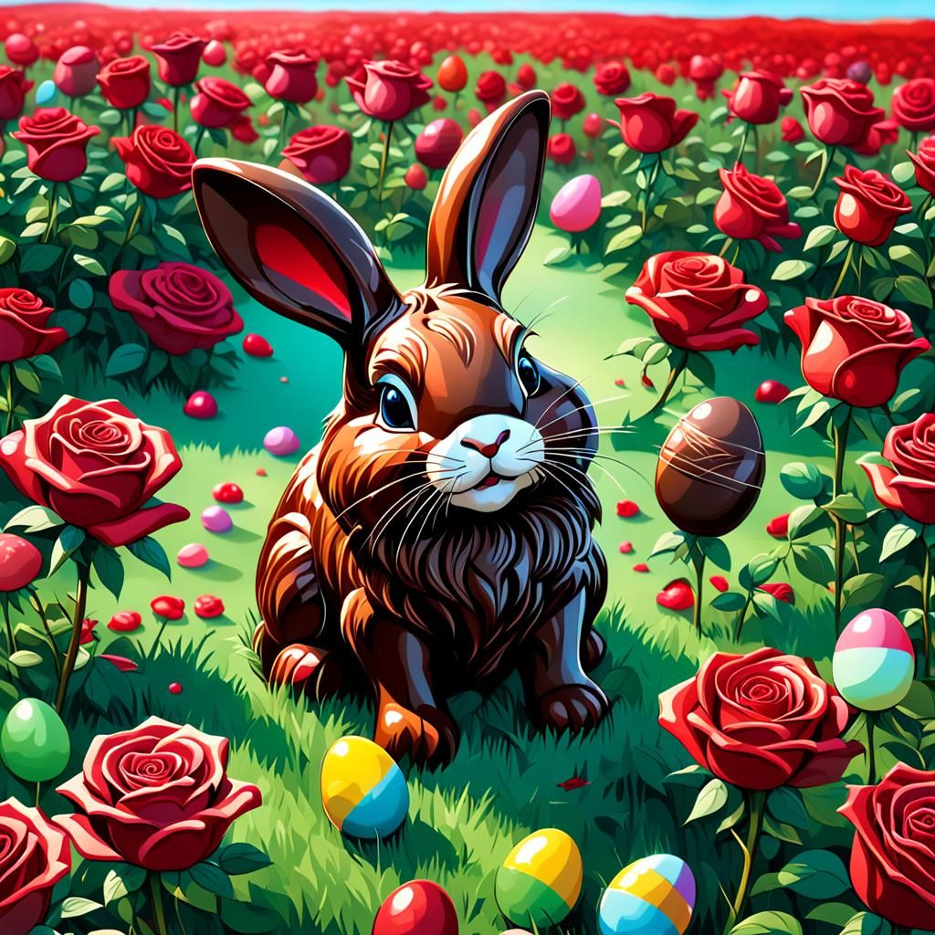 Easter Chocolates in Red Roses: Candy Art