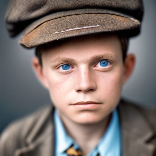 1920s Newspaper Boy Portrait in Studio Lighting
