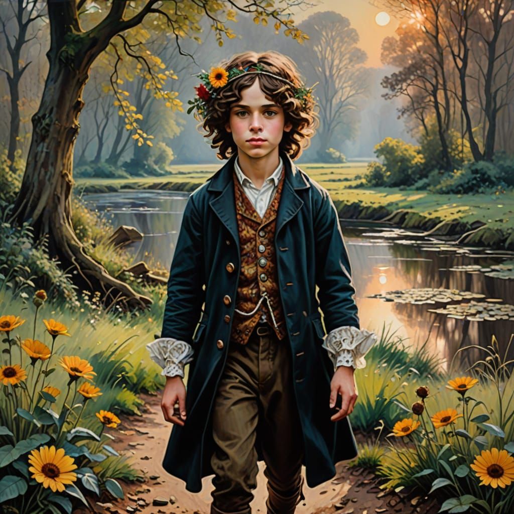 Boho Girl with Colorful Shoes in a Landscape