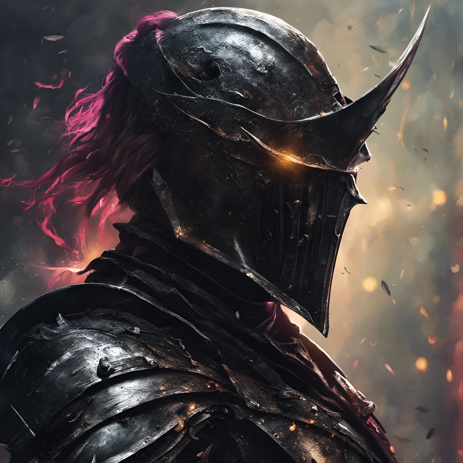 Hyperrealistic Dark Knight Portrait with Dramatic Lighting