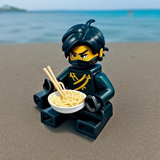 Kai of Ninjago Eating Noodles, Lego Style
