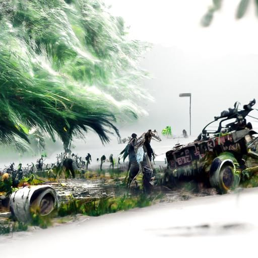 Hyperrealistic Zombie Hurricane Digital Illustration