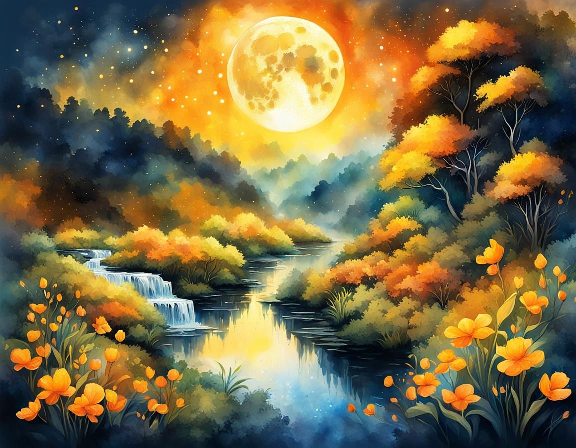 Ethereal Moonlit Summerscape in Volumetric Lighting