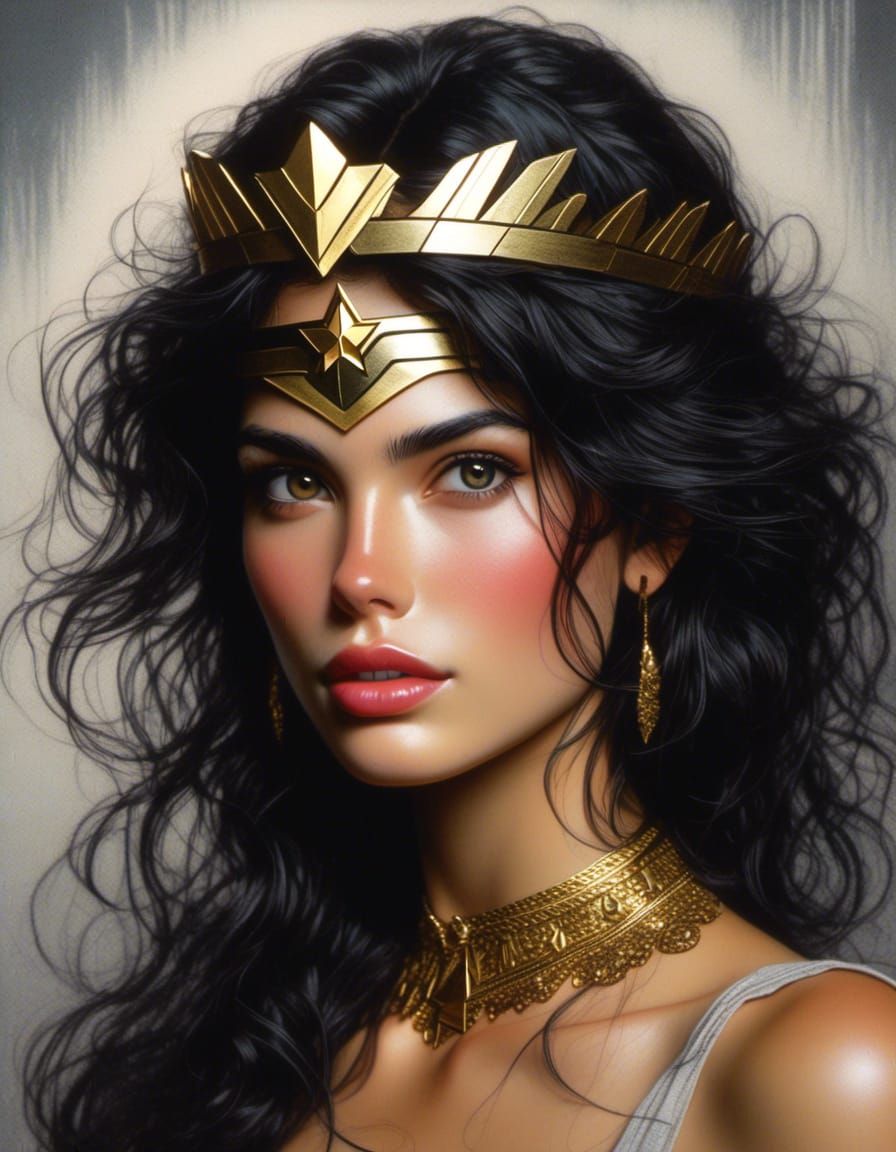Wonder Woman Tiara Portrait by Luis Roya