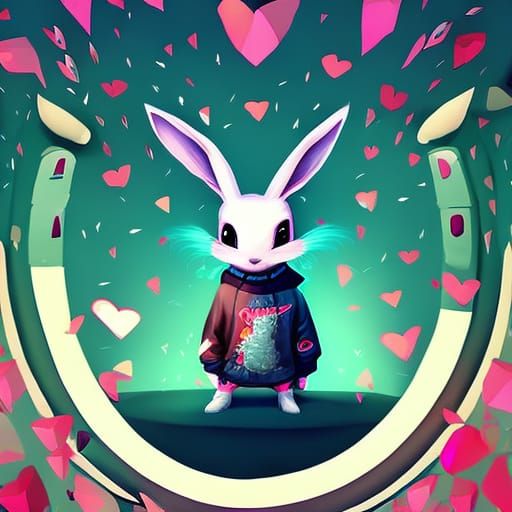 Adorable Cartoon Rabbit in Hoodie and Sunglasses