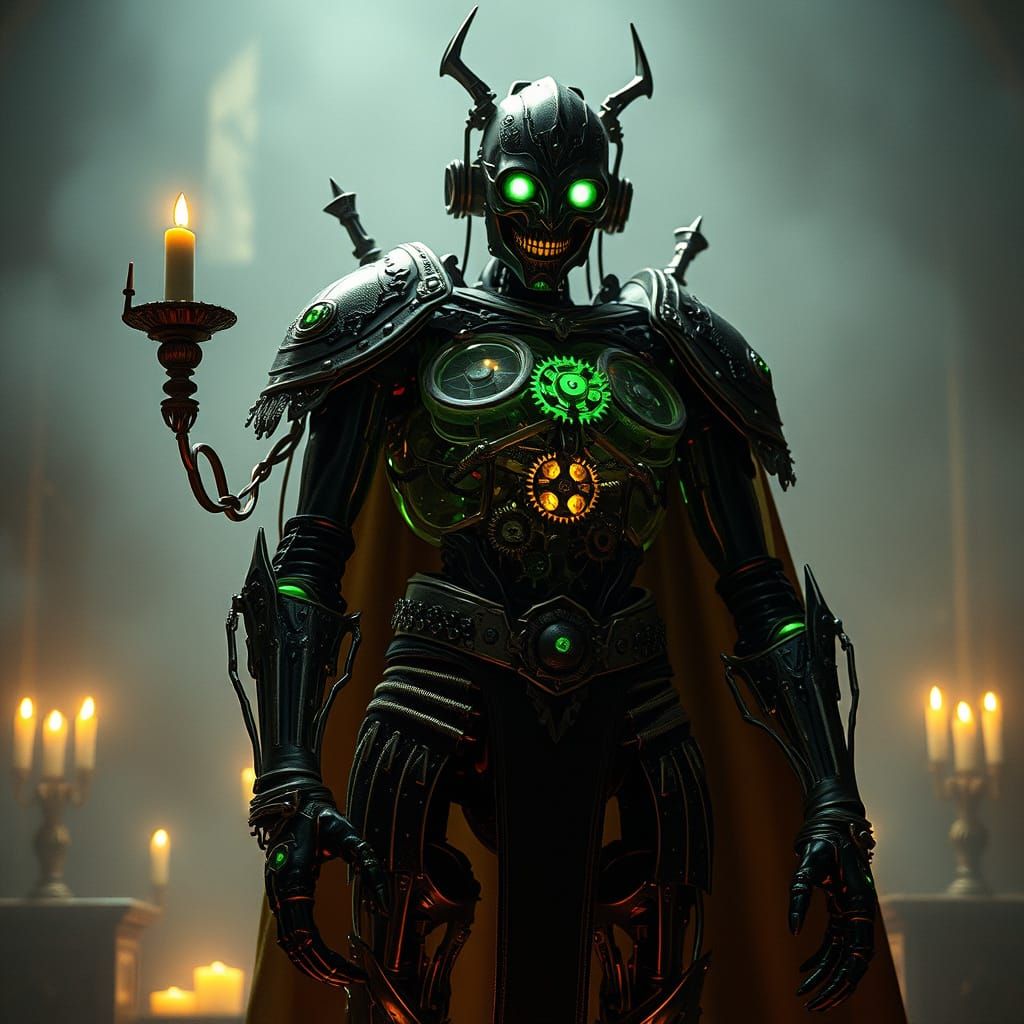 Medieval Automaton Hero in Misty Chamber