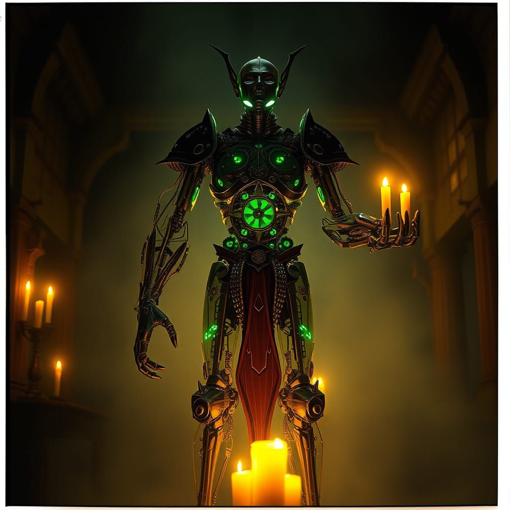 Heroic Medieval Automaton in Misty Chamber