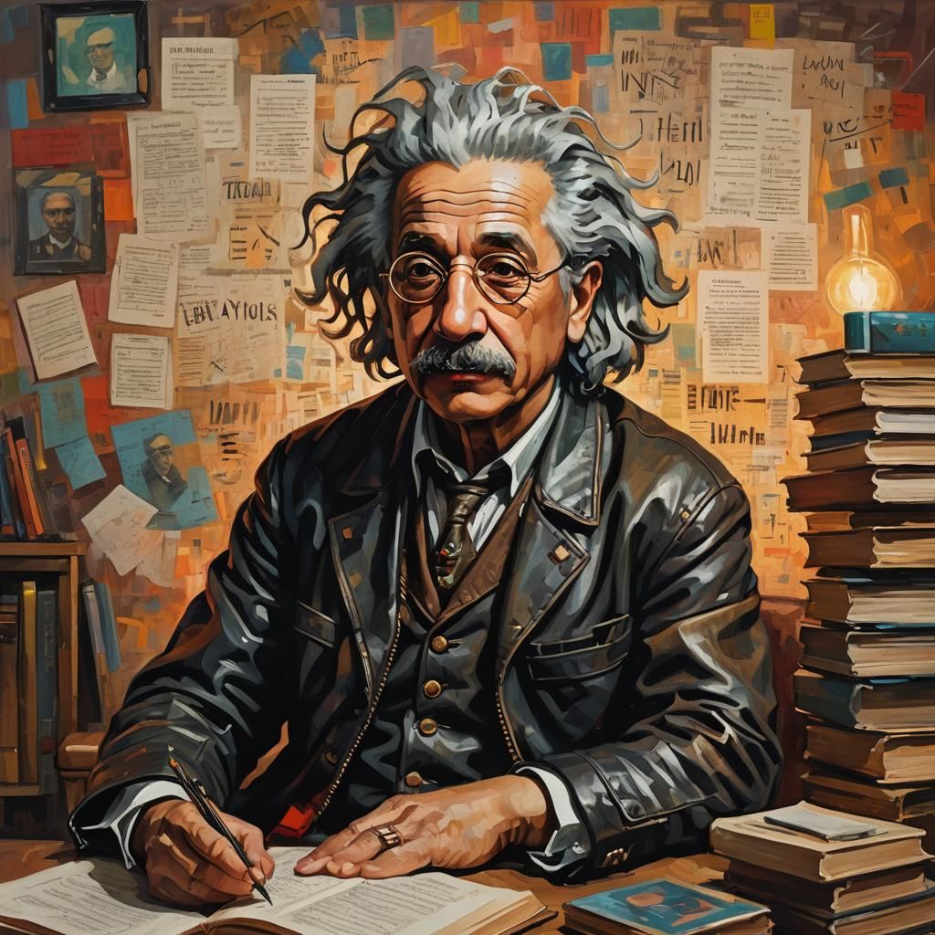 Hipster Einstein with Cornrows as Expressionist Painting
