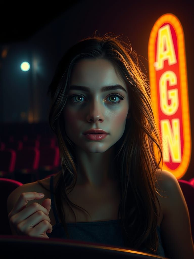 Woman in Spotlight in Empty Theatre