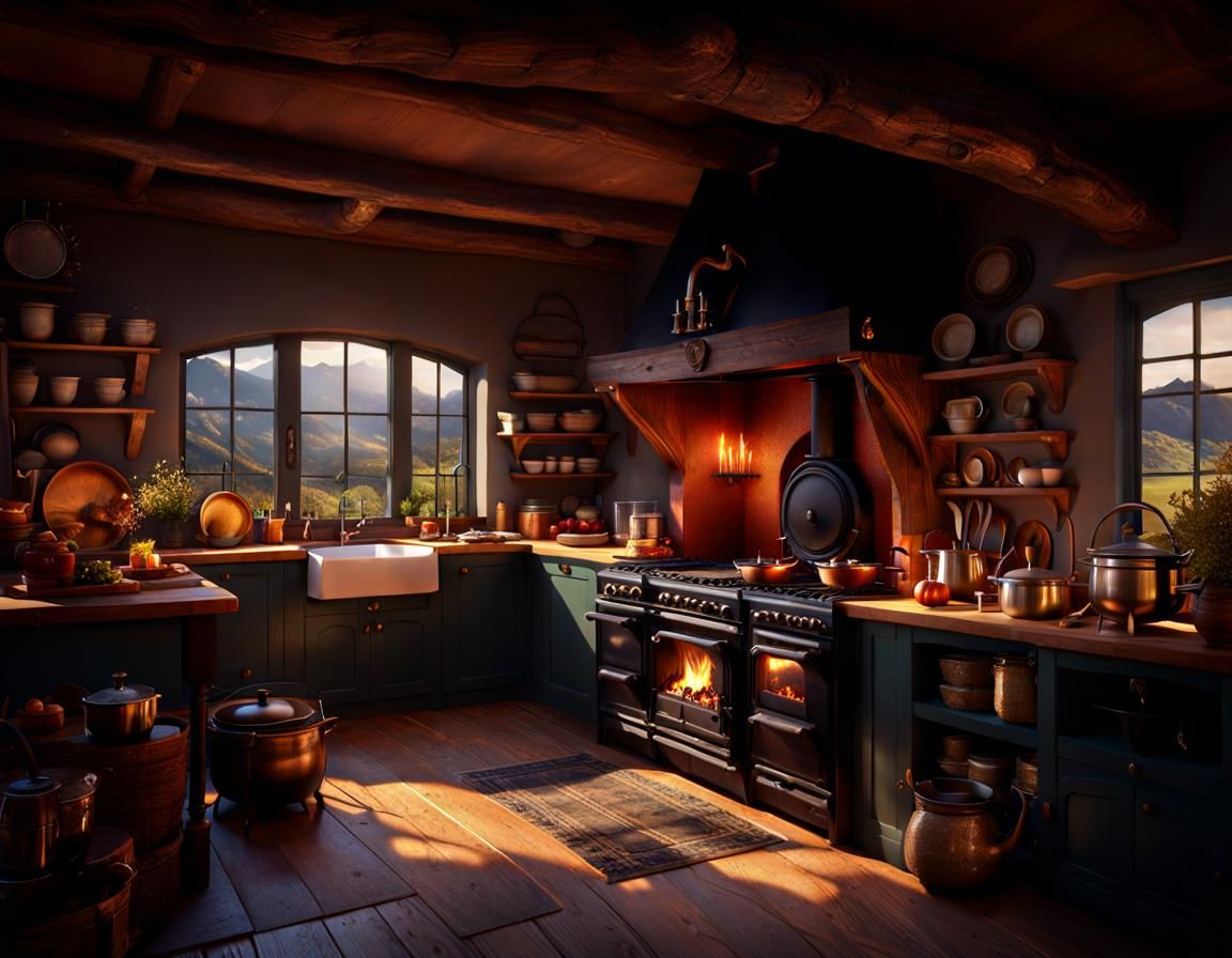 Glittery Witch's Cottage Kitchen in Scotland
