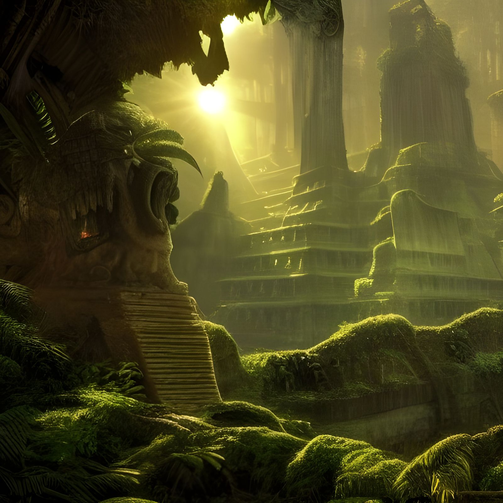 Lost City of Gold in Ancient Forest, 4K