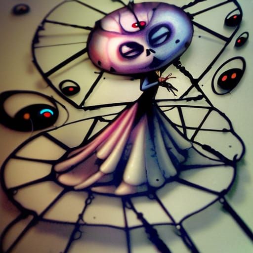 Steampunk Sally with Sugar Skull Tiara: Mixed Media Art