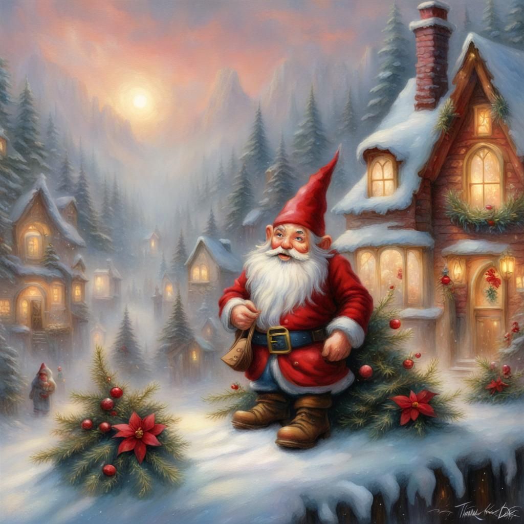 Jolly Christmas Gnome in Ethereal Fantasy Style