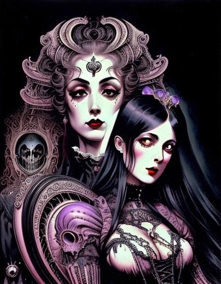 Gothic Rococo Pinup in Vintage Style