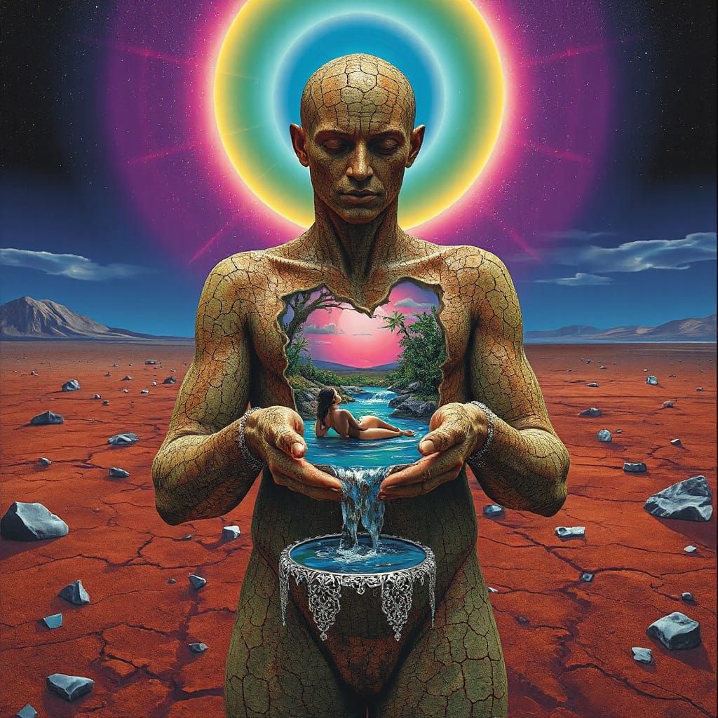 Figure Reveals Bioluminescent Oasis Within Barren Landscape