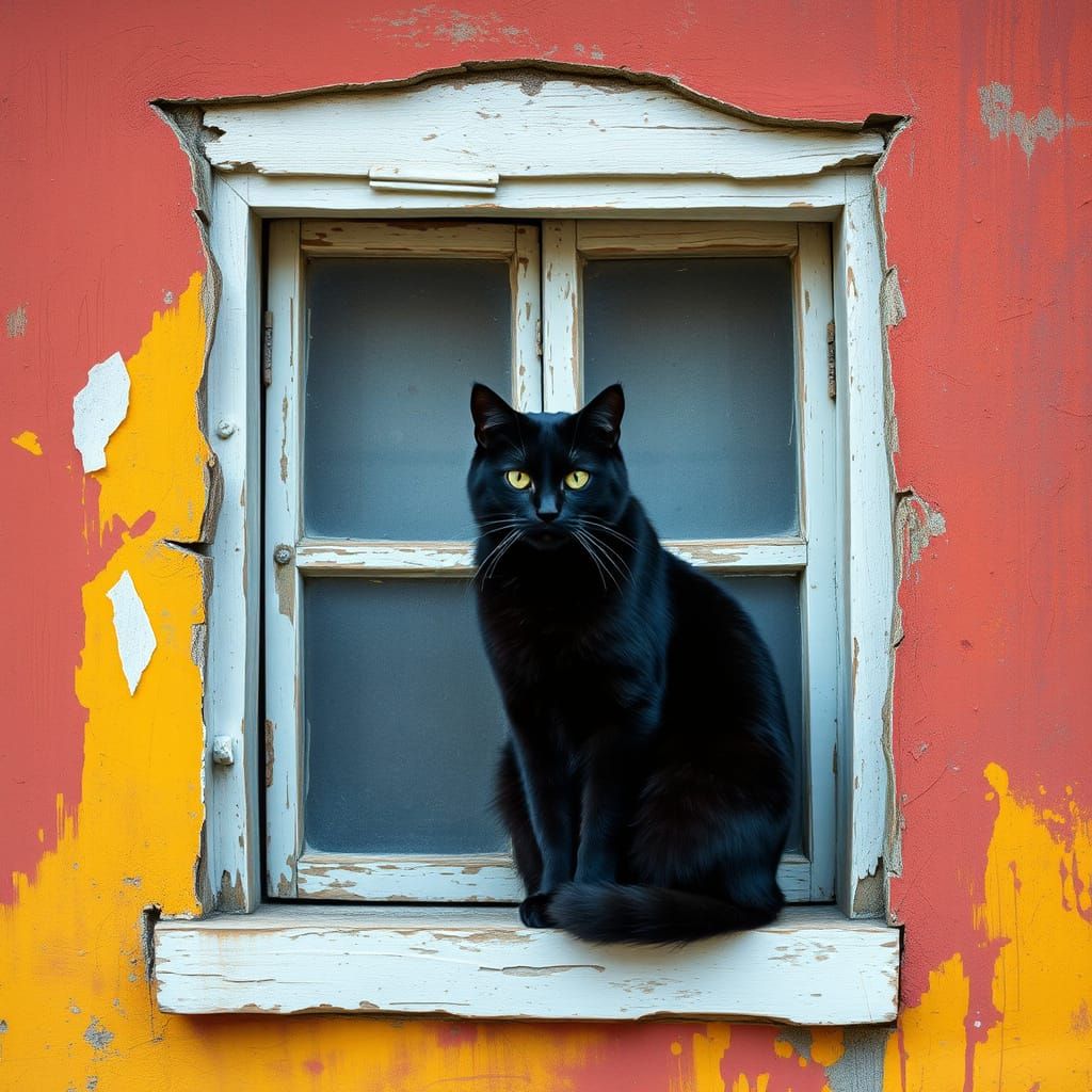 Whimsical Feline in Impressionist Hues