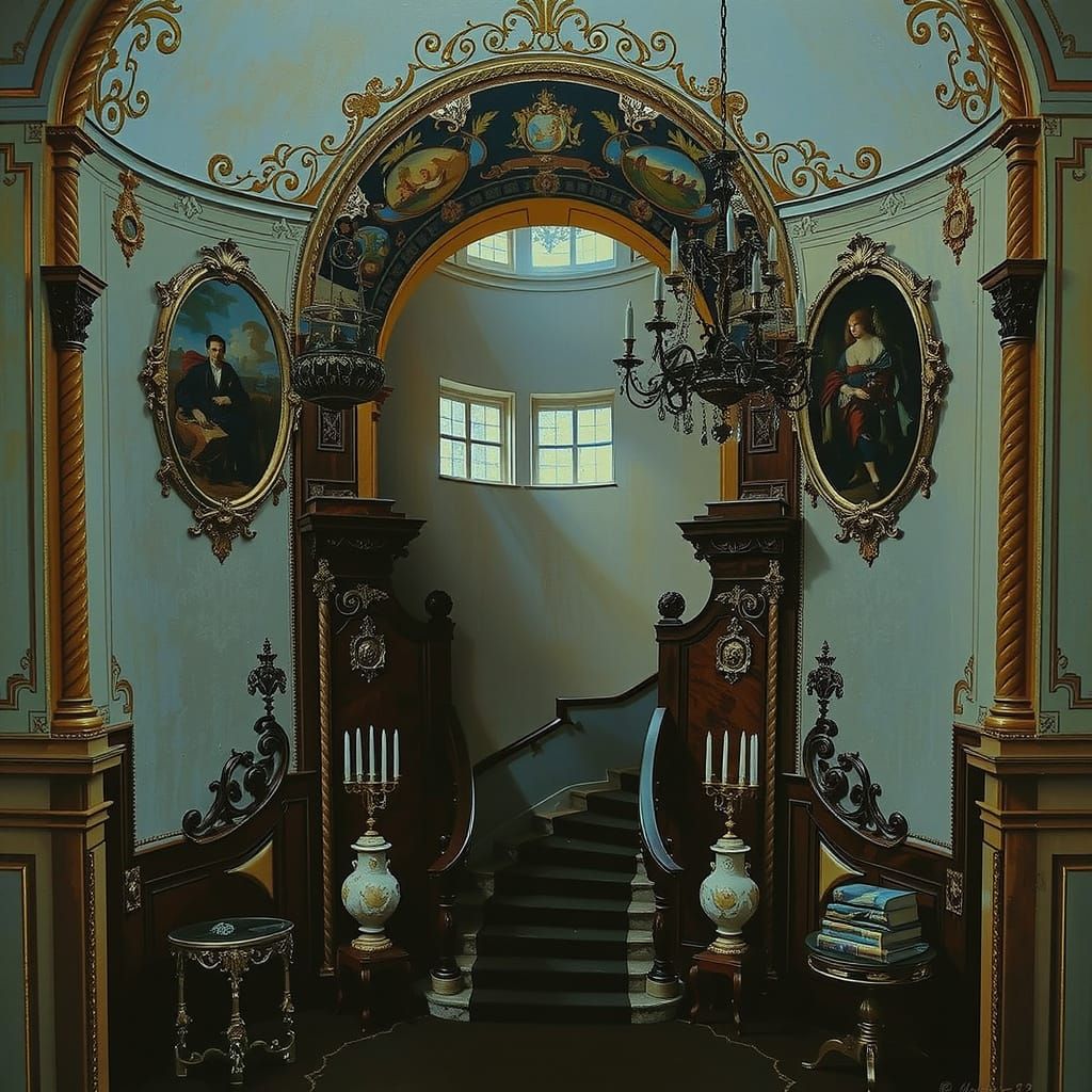 Luxurious Baroque Masterpiece with Golden Light