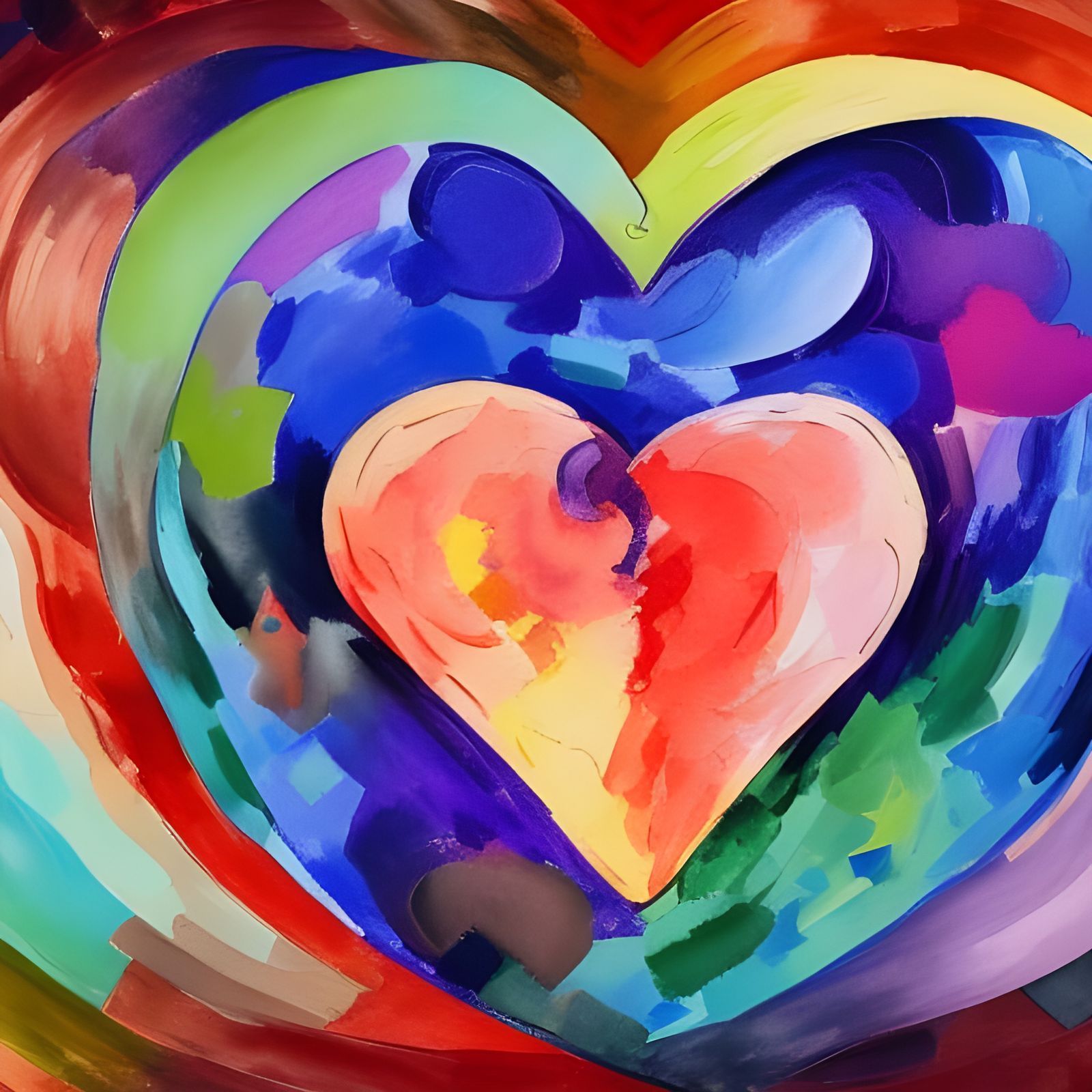 Beautiful Heart in Gouache and Watercolor Style