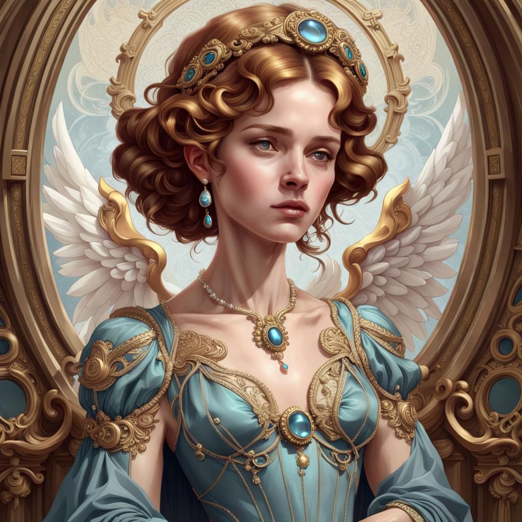 Art Nouveau Portrait with Baroque Jewelry