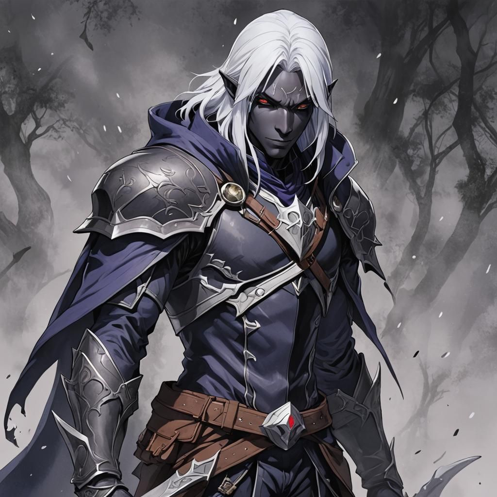 Drow Rogue in Anime Style
